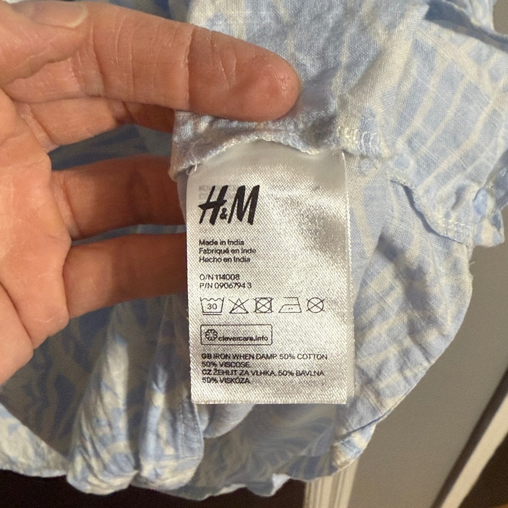 H&M Semi Sheer Print Long Sleeve Oversized Babydoll Dress Size: S - Picture 5 of 5